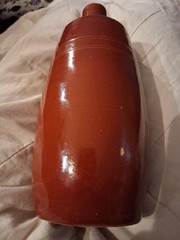 Vintage Lancers Wine Bottle Red/Brown Stoneware Jug 9&Prime; Portugal EUC!