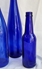Cobalt Blue Bottles Assorted Set of 3 Candle Sticks Vases Decor 9 to 13 inch
