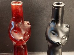 Lot of 4 Red & Black EMPTY 2012 Mosel Riesling 13” Cat Shaped Bottles