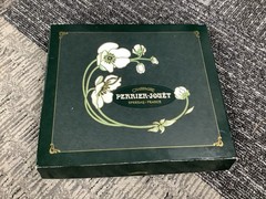 1995 Perrier Jouet Brut Fleur de Champagne Empty Bottle W/ Glasses And Box