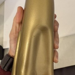 Metallic Gold Happy Cat Mosel Reisling Rheinhessen Germany Wine Bottle 13” Tall