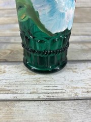 VTG Teal Blue 13&Prime; Decorative Empty Bottle Wine/Oil/Syrup Swanky Barn Flower