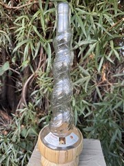 Empty Bottaro Spiral Glass Wine Bottle Italy 15.5” With Raffia wrap Tuscany