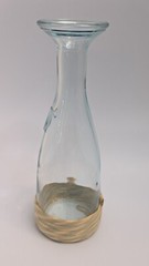 2 Vintage 1L Glass Carafes- Paul Masson & Fleur De Lis Stamp W/Rope Bottom