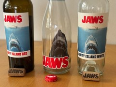 JAWS 50th Anniversary Amity Island Red, White & Blue Wine/Spritzer Bottles EMPTY