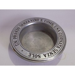 Vintage Wilton Armetale Embossed Italian Quote Pewter Wine Bottle Coaster