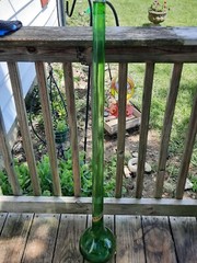 Very Old Huge GREEN MAZZONI WINE BOTTLE ITALIAN GLASS 44 INCHES TALL EUC