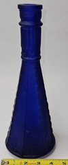 Vintage MCM Pair Morey Mallorca Frosted Cobalt Blue Glass Wine Bottles 11 1/2&Prime; T