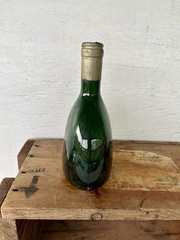 Green Glass Mateus Rose Wine Bottle 1 Pint (Empty & Label Missing) 8”x6” Inch
