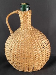 Old Mudeira Wine Maimsey Sweet Wicker Wrapped Empty Bottle Portugal