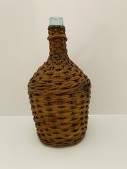 Wicker Wrapped Clear Glass Bottle 13&Prime;