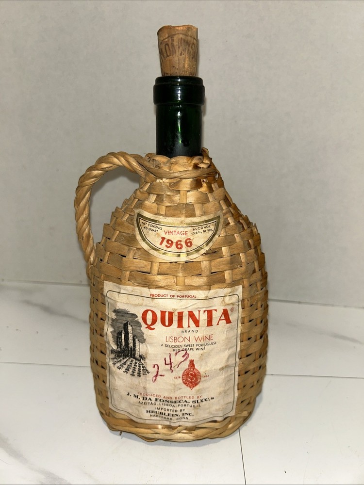 1966 Empty Quinta Libson Wine By J.M. DA Fonseca. Succ.4/5 Qt Wrapped In Wicker