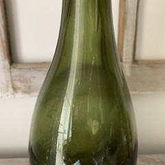 Antique Vintage Green Blown Champagne Wine Bottle Old Coastal Farmhouse