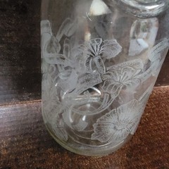 Vintage Paul Masson Wine Decanter Norman Kosarin 1989 Etched Flowers 9 3/4&Prime;