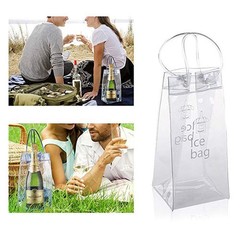 Ice Wine Bag Portable Collapsible Clear Wine Pouch Cooler with Handle for Party,