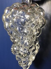 9 Vintage Clear Glass Grape Bunch Bottle W/Lid Made Turkey Holds one cup liquid