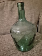 Vtg VIRESA Green Blue 10&Prime; Wine Jug Viresa Glass Bottle Carbon Demijohn Terrarium