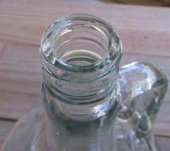 One half gallon clear glass bottle,large jar, Catawba Wine