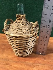 French Antique Demijohn Wine Bottle Green Glass