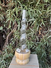 Empty Bottaro Spiral Glass Wine Bottle Italy 15.5” With Raffia wrap Tuscany