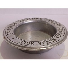 Vintage Wilton Armetale Embossed Italian Quote Pewter Wine Bottle Coaster
