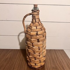 Achaia Clauss Retsina Wicker Wine Bottle 17” Greece Vintage