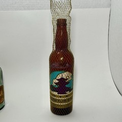 Vintage Pagoda Plum Wine “EMPTY” Bottle Mesh Covering Collectible