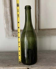 Antique Vintage Green Blown Champagne Wine Bottle Old Coastal Farmhouse