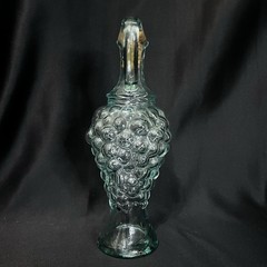 Vintage Pinord Mid-Century Grape Cluster Glass Decanter Bottle Sturdy W/ Handle