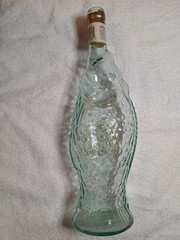 Vintage Green Glass Fish Shaped Wine Bottle 13&Prime; Empty Opici Pescevino Marche