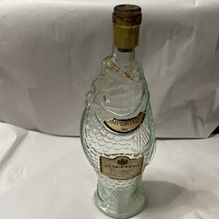 VINTAGE 13”FISH Sculptured Shaped Light Green Glass Wine Bottle Empty Pescevino