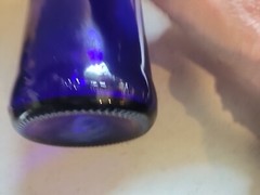 Cobalt Blue 11.5&Prime;×3.25&Prime; Long Neck Hand Blown Glass Decorative Wine Bottle NEW