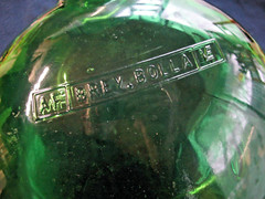 BOLLA BREVETTATA GREEN GLASS WINE BOTTLE 15 » X 10 » X5 » CAPACITY 4 LITERS