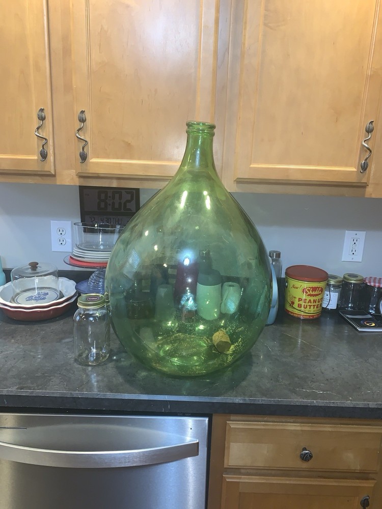 Huge ITALIAN VINTAGE Glass Wine Demijohn Jug
