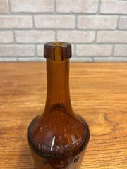 Antique Benedictine Wine Bottle Amber Brown Embossed Glass Bottle