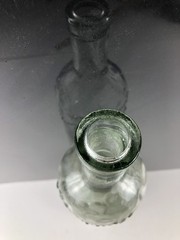 Vintage Pressed Glass Bottle Made in Spain Floral Motif