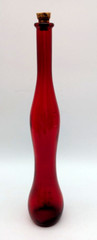 Hand Blown Red Tall Skinny Wavy Wine Bottle Cork Stopper Italy