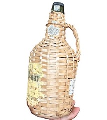 Vintage Dalva’s Port Basket Bottle Wine Portugal Wicker Wrapped Empty Glass