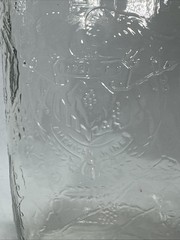 VTG Half Gallon Garretts American Wine CLR Glass Bottle Embossed Grapes 10&Prime; Tall