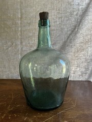 Vintage French Viresa Bottle Demijohn Wine Jug Spain 12&Prime; Green Glass