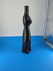 Mid Century Modern Black Cat Wine Bottle 13&Prime; Retro Style Rheinhessen-Riesling