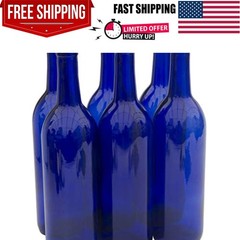 Elegant Cobalt Blue 750ml Bordeaux Wine Bottles – Case of 6 Glass Bottles