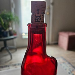 Rheinhessen Riesling HAPPY CAT Red Wine Bottle w Cork SCRATCHED decor craft READ