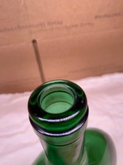 Emerald Green Glass Oval Bottle 8” Tall Vintage Bocksbeutel 313 8A decanter