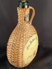 Old Mudeira Wine Maimsey Sweet Wicker Wrapped Empty Bottle Portugal