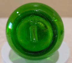 1910&rsquo;s Emerald Green ROYAL MINT SAUCE Antique Bottle 6.25&Prime; H USA Made