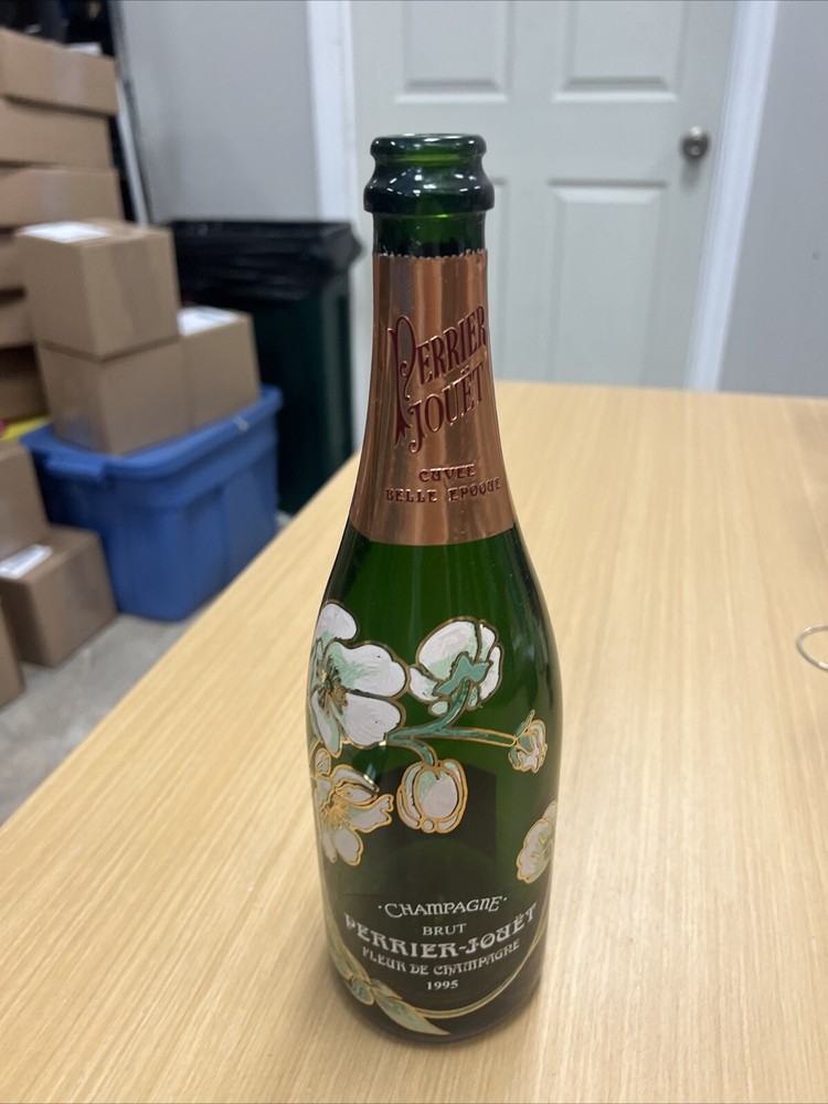 Vintage Perrier-Jouet Fleur De Champagne Bottle~1976~Hand Painted Flowers~Empty~