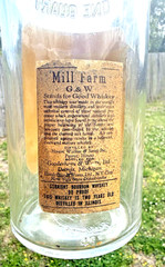 RARE ANTIQUE ORIGINAL  » G $ W MILL FARM  » WHISKEY PAPER LABEL BOTTLE!!