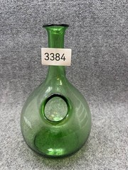 Vintage 1960s Italian Glass Wine Chiller Green Glass Decanter Bottle Blown Glass