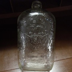 Vtg Garretts American Wines Clear Glass 1/2 Gal Bottle Decanter Embossed Grapes